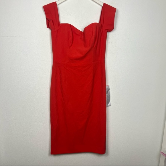 Dress the Population Orange Off-Shoulder Midi Dress - Picture 3 of 12